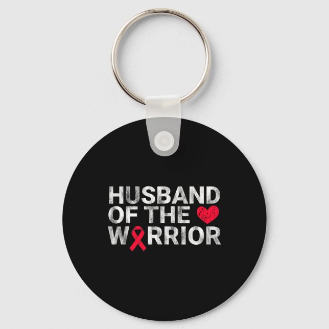 Husband Of The Heart Warrior Heart Disease Awarene Keychain (Front)