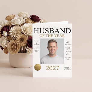 Husband Of The Year Photo (White Only) Birthday Card