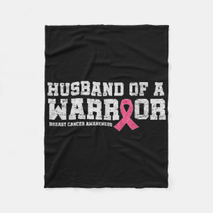 Husband Of Warrior Pink Ribbon Breast Cancer Aware Fleece Blanket