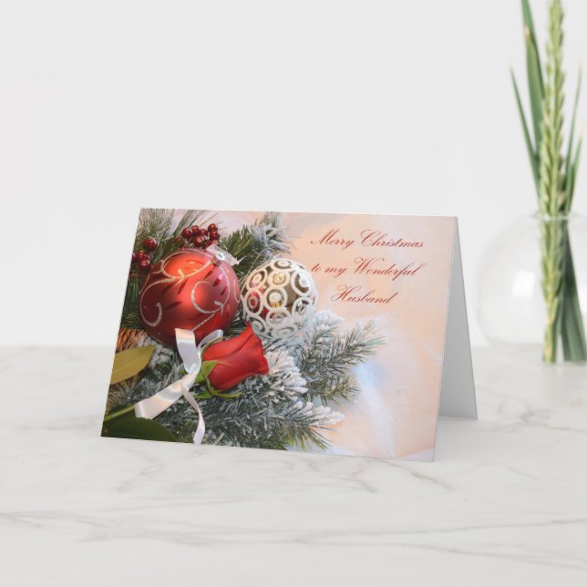 Husband Ornament Merry Christmas Holiday Card (Front)