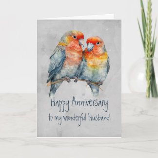Husband Parrot Love Bird Wedding Anniversary Card