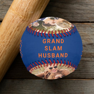Husband Personalized Photos Blue Orange Baseball