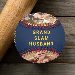 Husband Personalized Photos Blue Yellow Baseball