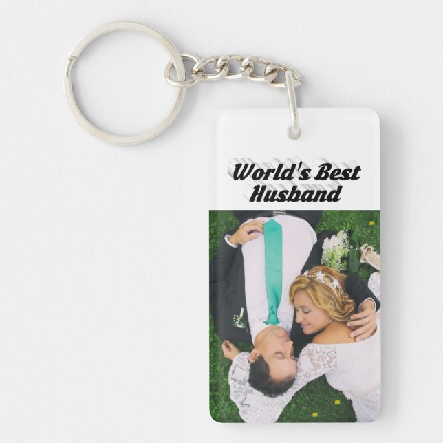 Husband Photo with black text  Keychain (Front)