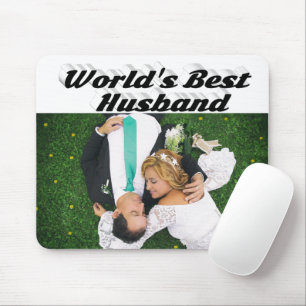 Husband Photo with black text   Mouse Pad