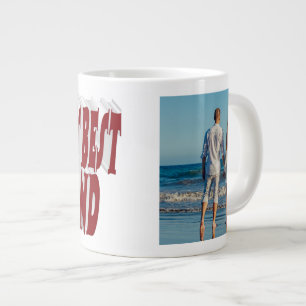Husband Photo with burgundy text  Large Coffee Mug