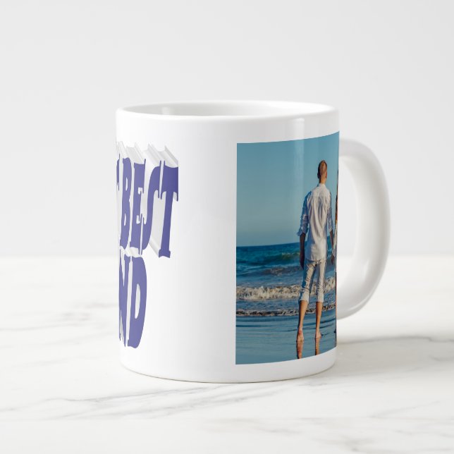 Husband Photo with dark blue text  Large Coffee Mug (Front Right)