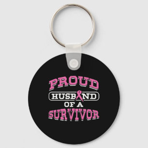 Husband Pink Breast Cancer Survivor Awareness Mont Keychain