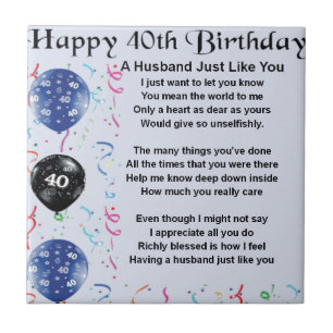 Husband Poem - 40th Birthday Tile