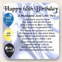 Husband Poem 65th Birthday Coaster Zazzle