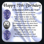 Husband Poem - 70th Birthday Square Sticker<br><div class="desc">A great gift for a husband on his 70th birthday</div>