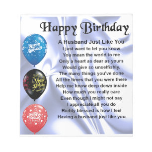 Husband Poem - Happy Birthday Notepad
