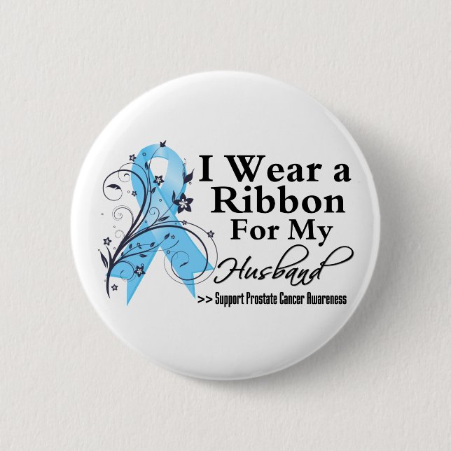 Husband Prostate Cancer Ribbon 2 Inch Round Button (Front)