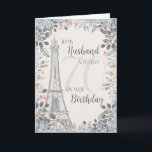 Husband Romantic 70th Birthday Eiffel Tower Card<br><div class="desc">Romantic card for husband's 70th birthday has a blue and grey floral border,  a sketch of the Eiffel Tower and a subtle 70 in the background. Designed by Simply Put by Robin; elements from The Hungry Jpeg.</div>