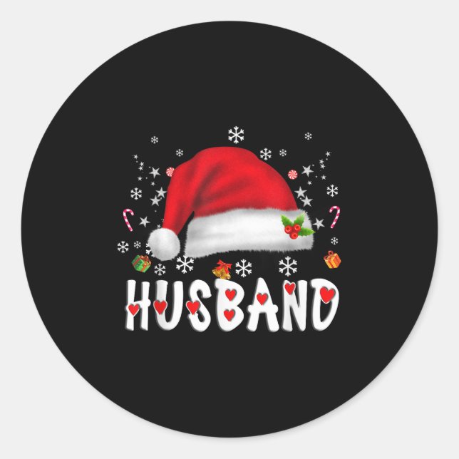 Husband Santa Christmas Family Matching Pyjamas Xm Classic Round Sticker (Front)