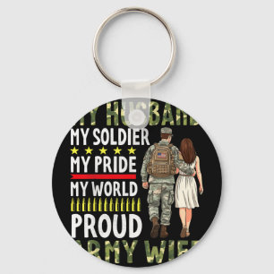 Husband soldier pride world proud army wifeHusband Keychain
