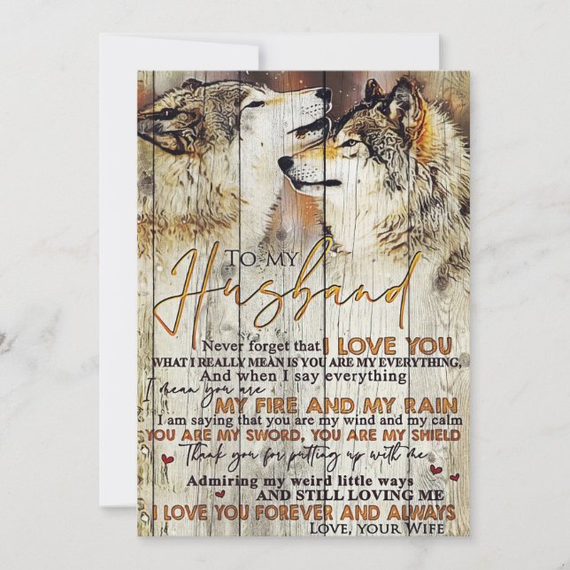 Husband To My Husband I Love You Thank You Card (Front)
