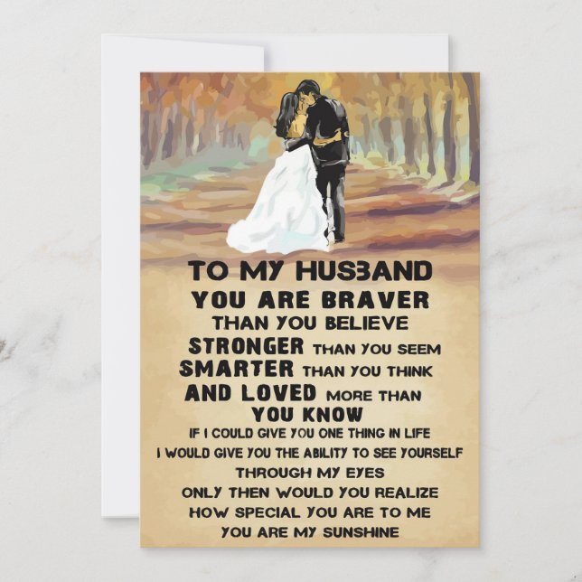 Husband To My Husband You Are Sunshine Thank You Card (Front)