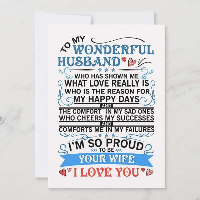 Husband To My Wonderful Husband Holiday Card (Front)
