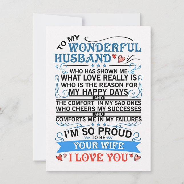 Husband To My Wonderful Husband Invitation (Front)