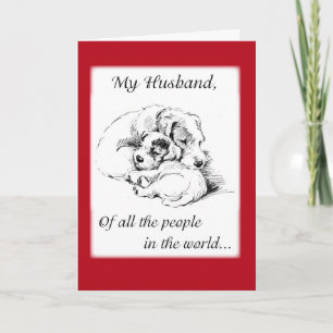 Husband Valentine Cuddly Dogs Holiday Card