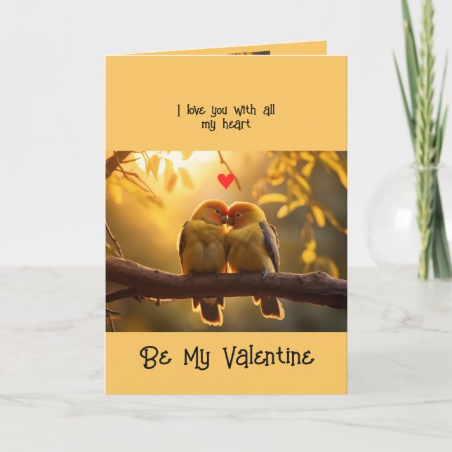 Husband Valentine Love Lovebirds Bird Art Holiday Card (Front)