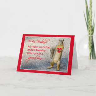 Husband Valentine Squirrel, with Heart Holiday Card