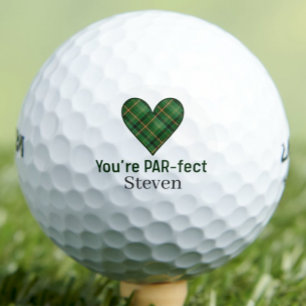 Husband Valentines Gift, Green Heart PAR-fect Love Golf Balls
