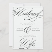 Husband & Wife Calligraphy Black White Wedding