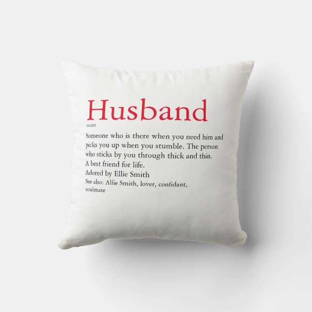 Husband Wife Definition Wedding / Anniversary Throw Pillow (Back)