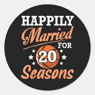 Husband Wife Happily Married 20 Years For Basball Classic Round Sticker