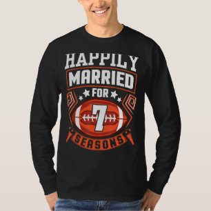 Husband Wife Happily Married For 7 Years Football T-Shirt