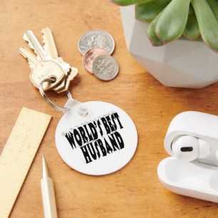 Husband with black text keychain