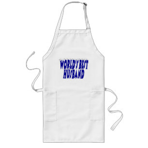 Husband with blue text long apron