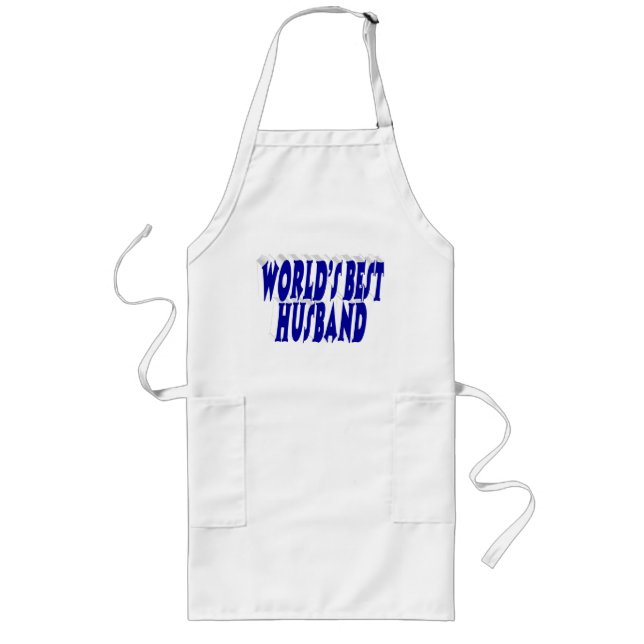 Husband with blue text  long apron (Front)