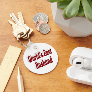 Husband with burgundy text keychain