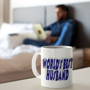 Husband with dark blue half text  large coffee mug