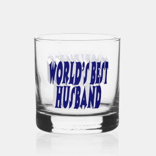 Husband with dark blue half text whiskey glass