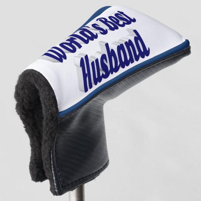 Husband with dark blue text  golf head cover (3/4 Front)