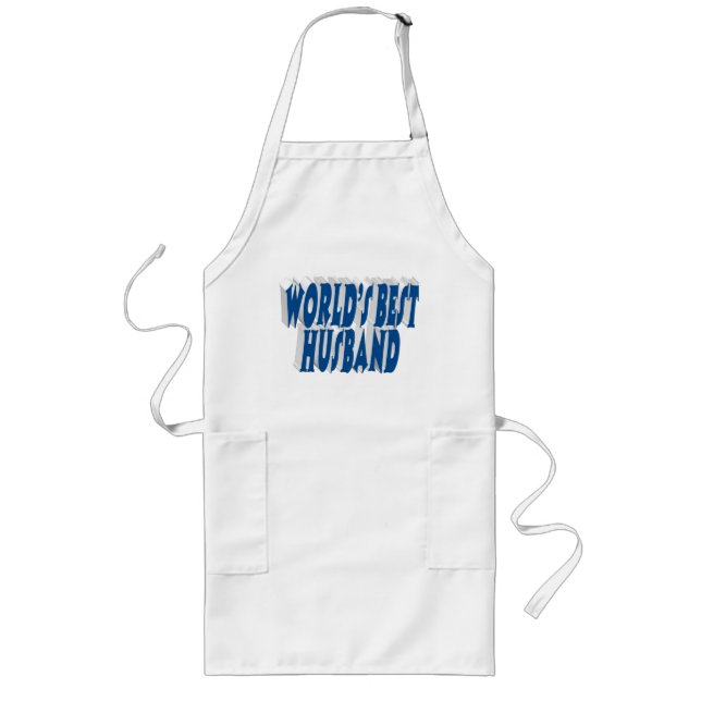 Husband with sea blue text  long apron (Front)