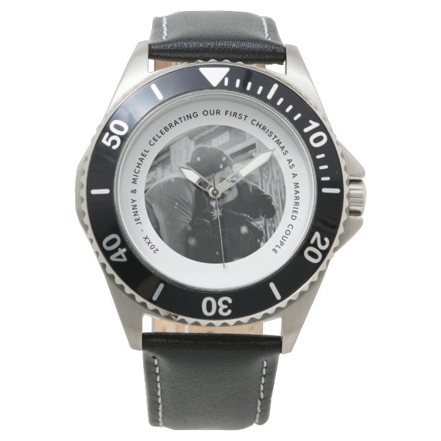 Husbands 1st Anniversary PHOTO Gift from Wife Watch (Front)