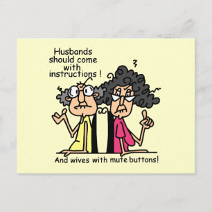 Husbands and Wives Attitude Humour Postcard
