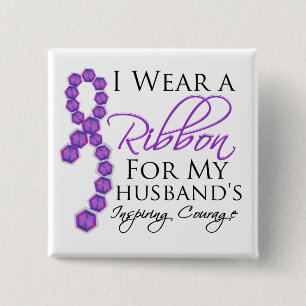 Husband's Inspiring Courage - Pancreatic Cancer 2 Inch Square Button