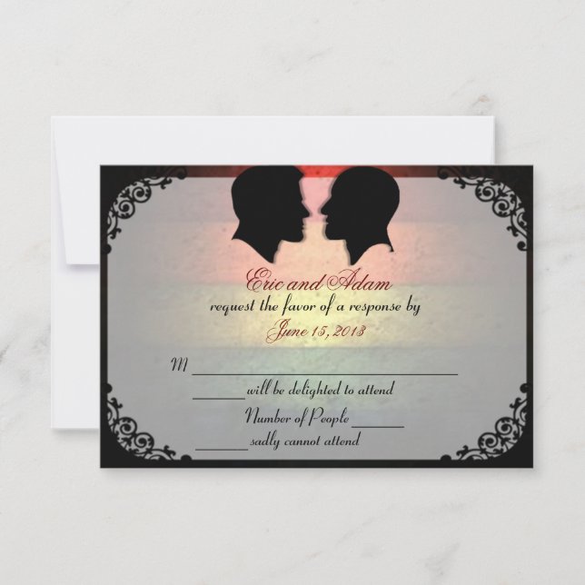 Husbands IV Custom Gay Wedding RSVP Cards (Front)