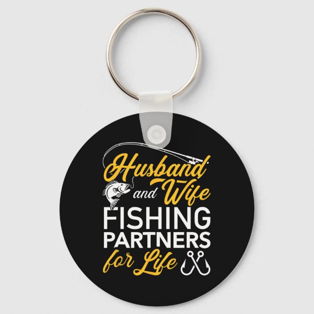 Husbynd And Wife Fishing Partners For Life  Keychain (Front)