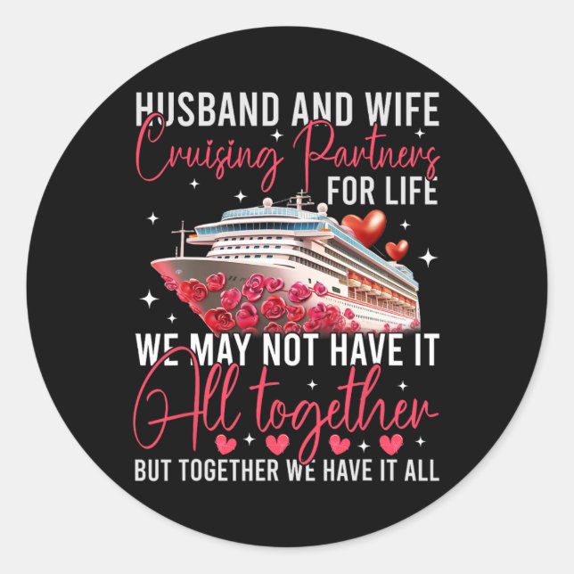 Husbynd Wife Cruising Anniversary Trip 2025 Honeym Classic Round Sticker (Front)