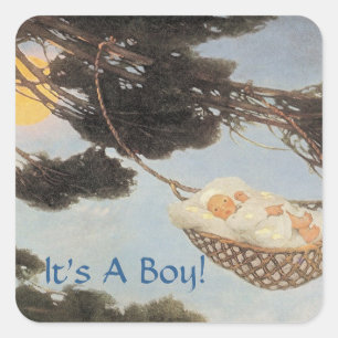 Hush-a-Bye, Baby Nursery Rhyme Baby Boy Square Sticker