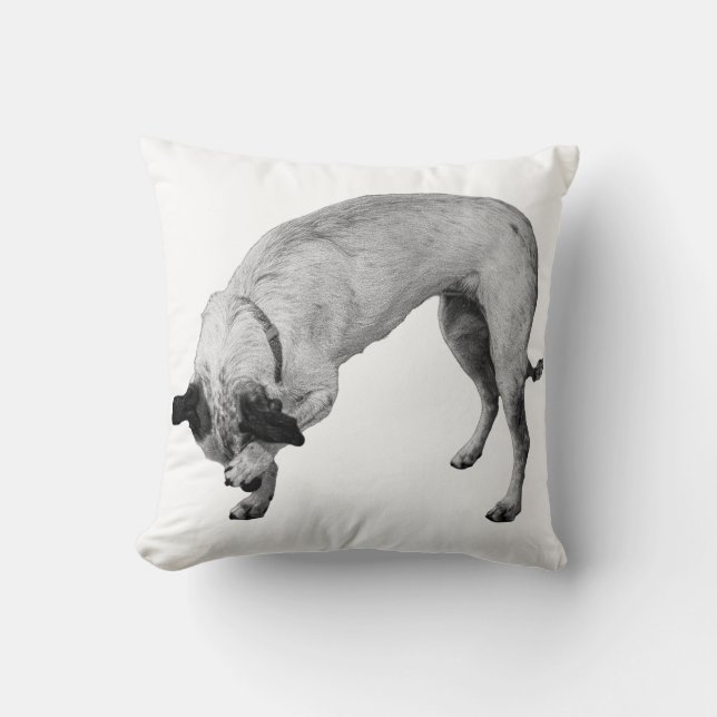 Hush-and-Grin Terrier Throw Pillow (Front)