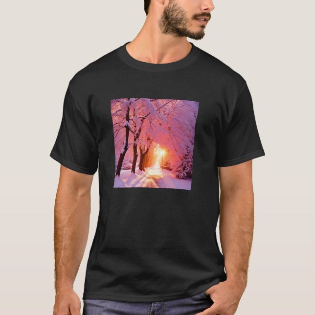 Hush II A Dreamy Pink And LavenderQuiet Winter Sce T-Shirt (Front)