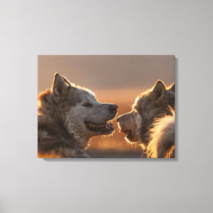Huskies Dogs Photograph Canvas Print
